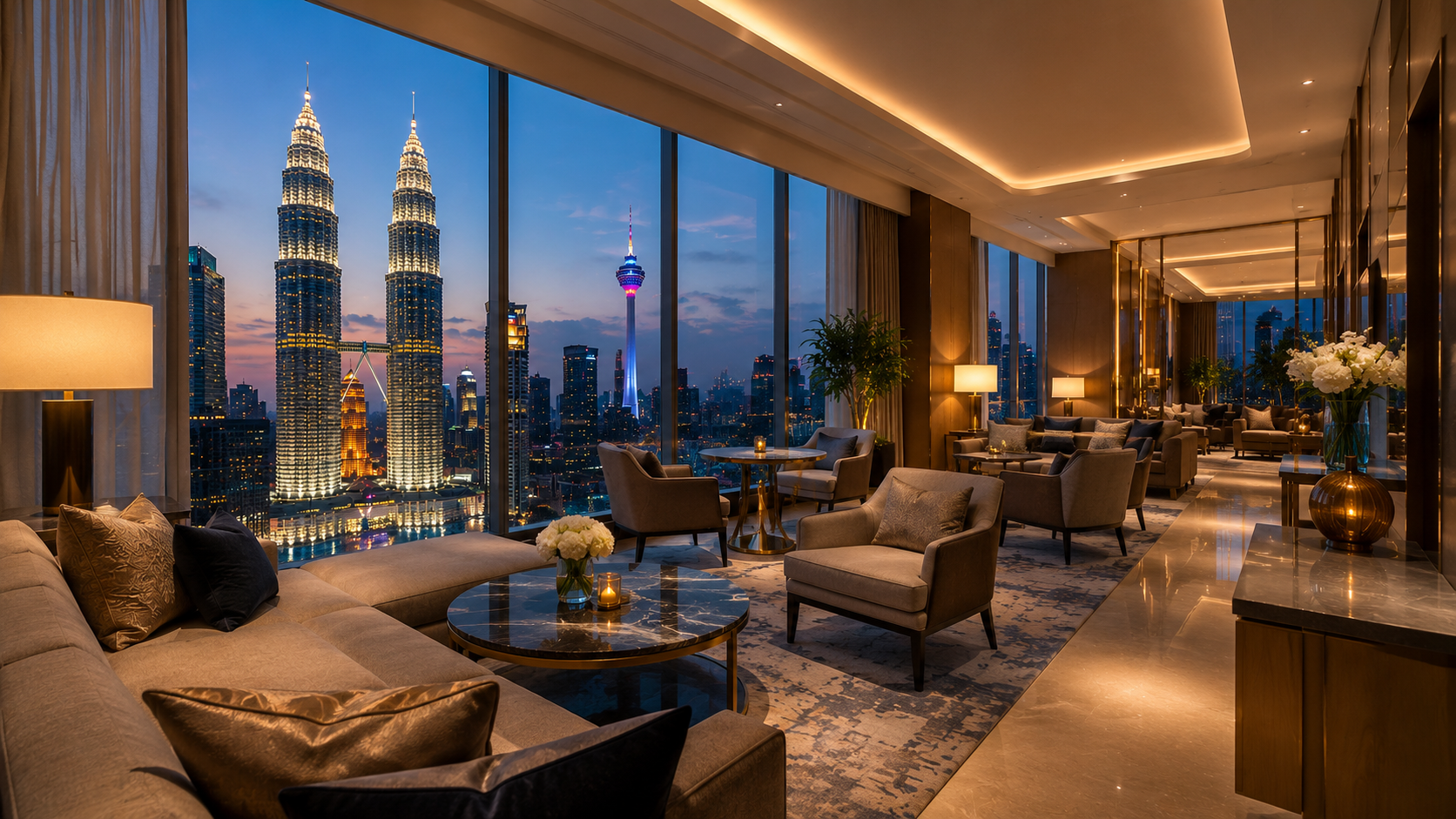 Eleganter Loungebereich im Star Suites KLCC, dem Hotel der Malaysia-Reise